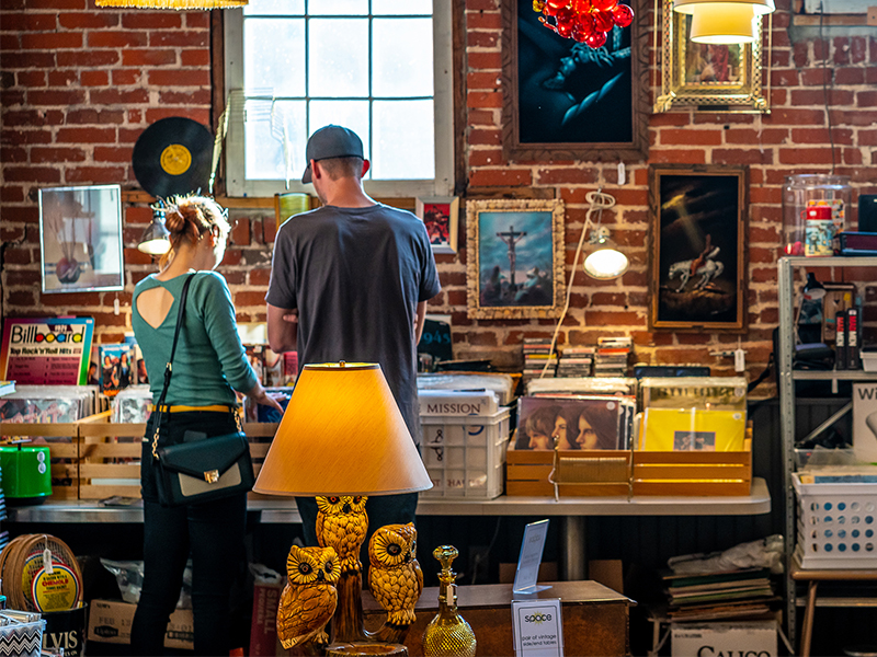 People shopping in a vintage store