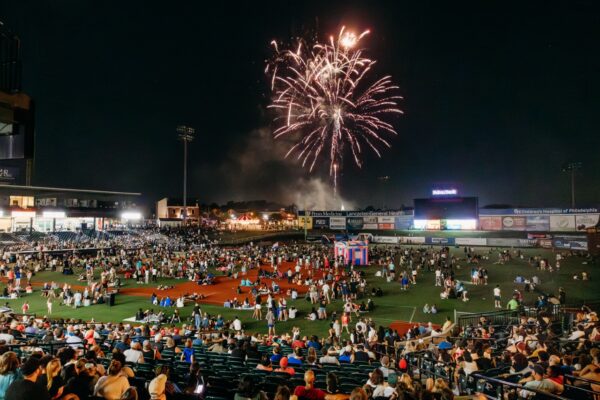 crowd watching fireworks