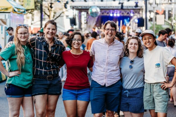 group of people smiling together