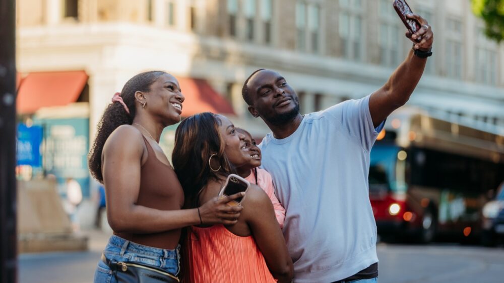 family taking a selfie