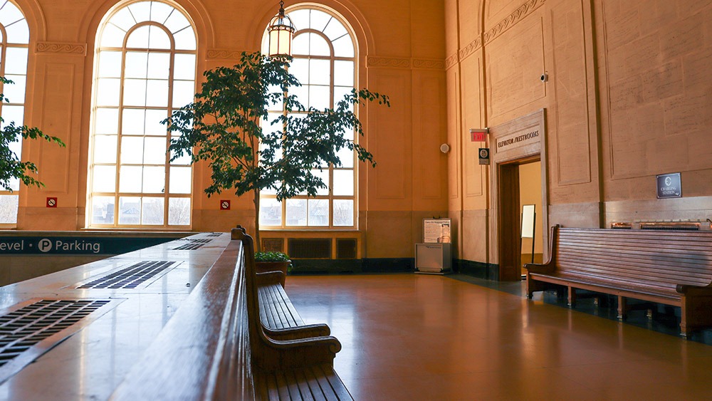 Inside the Lancaster City Amtrak station